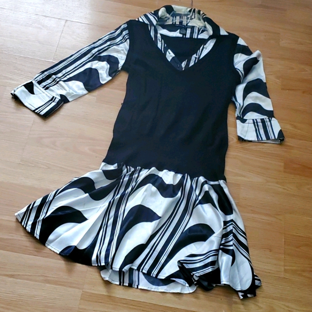 Black and White Silk Antilia Femme Dress